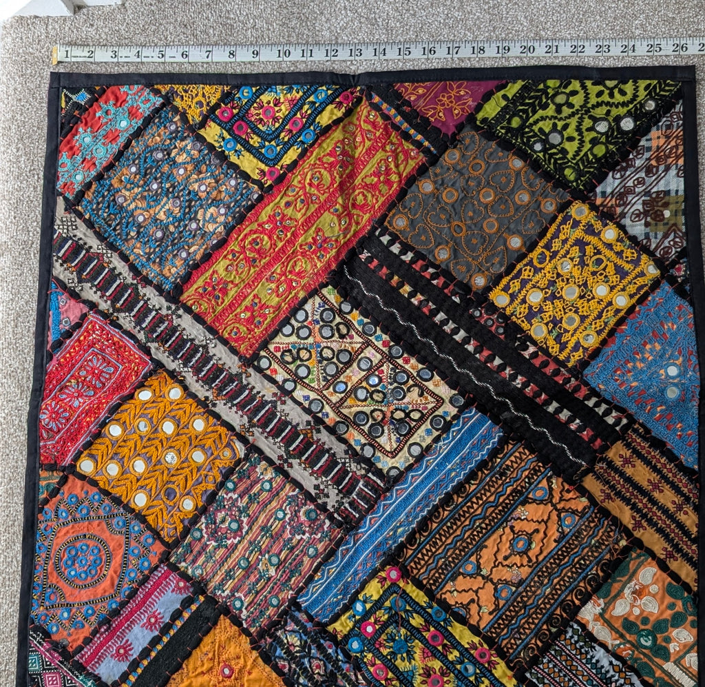 Handcrafted Sindhi Patchwork Wall Hanging 17" x 27" Vibrant Tapestry - Single