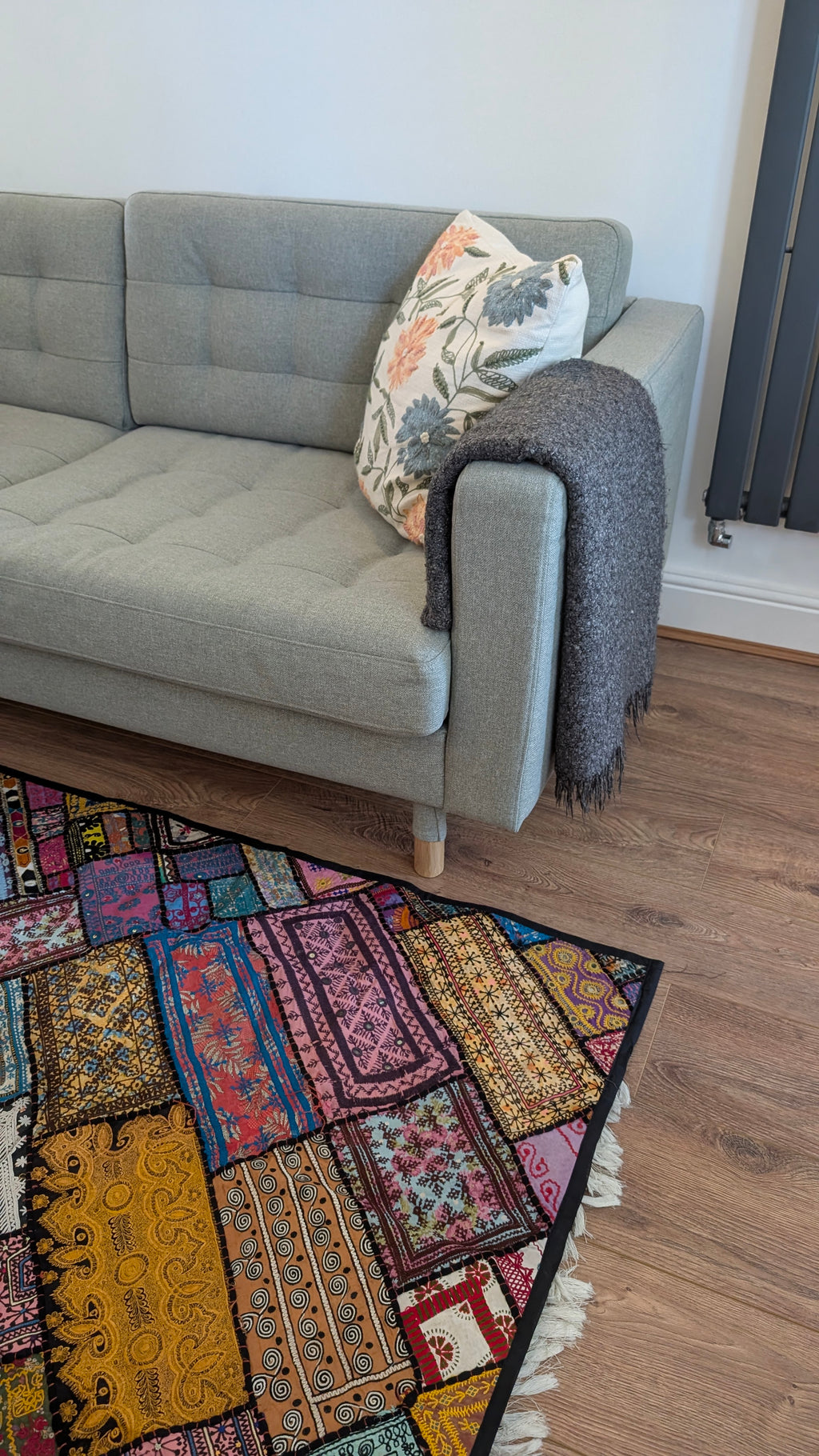 Handcrafted Sindhi Patchwork Tapestry & Area Rug | 80" x 100" Bohemian Decor