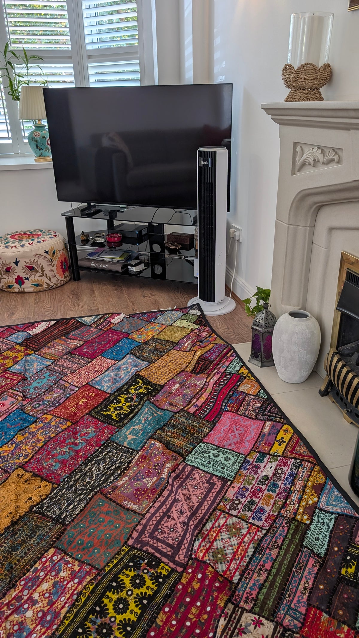 Handcrafted Sindhi Patchwork Tapestry & Area Rug | 80" x 100" Bohemian Decor