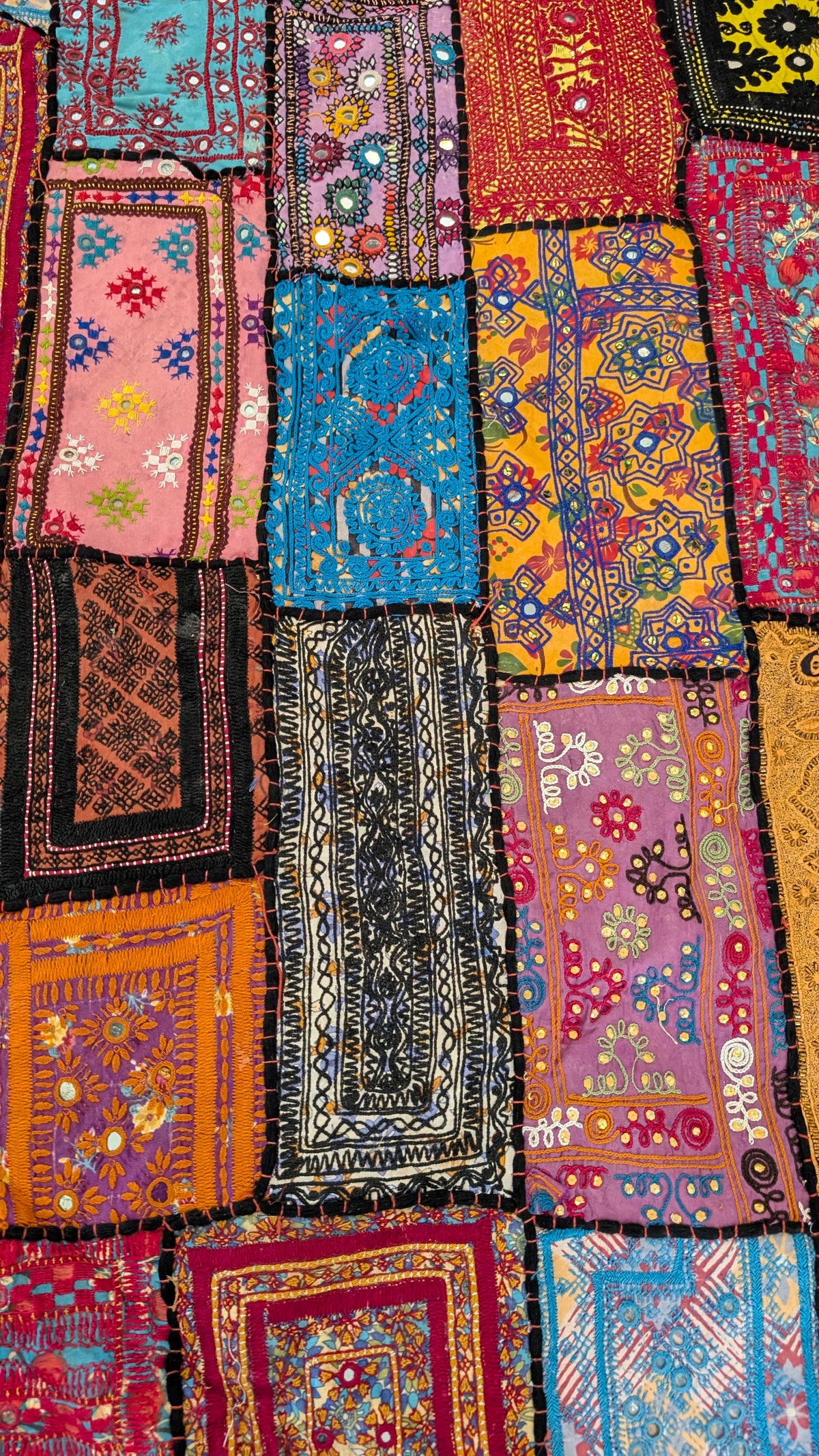 Handcrafted Sindhi Patchwork Tapestry & Area Rug | 80" x 100" Bohemian Decor