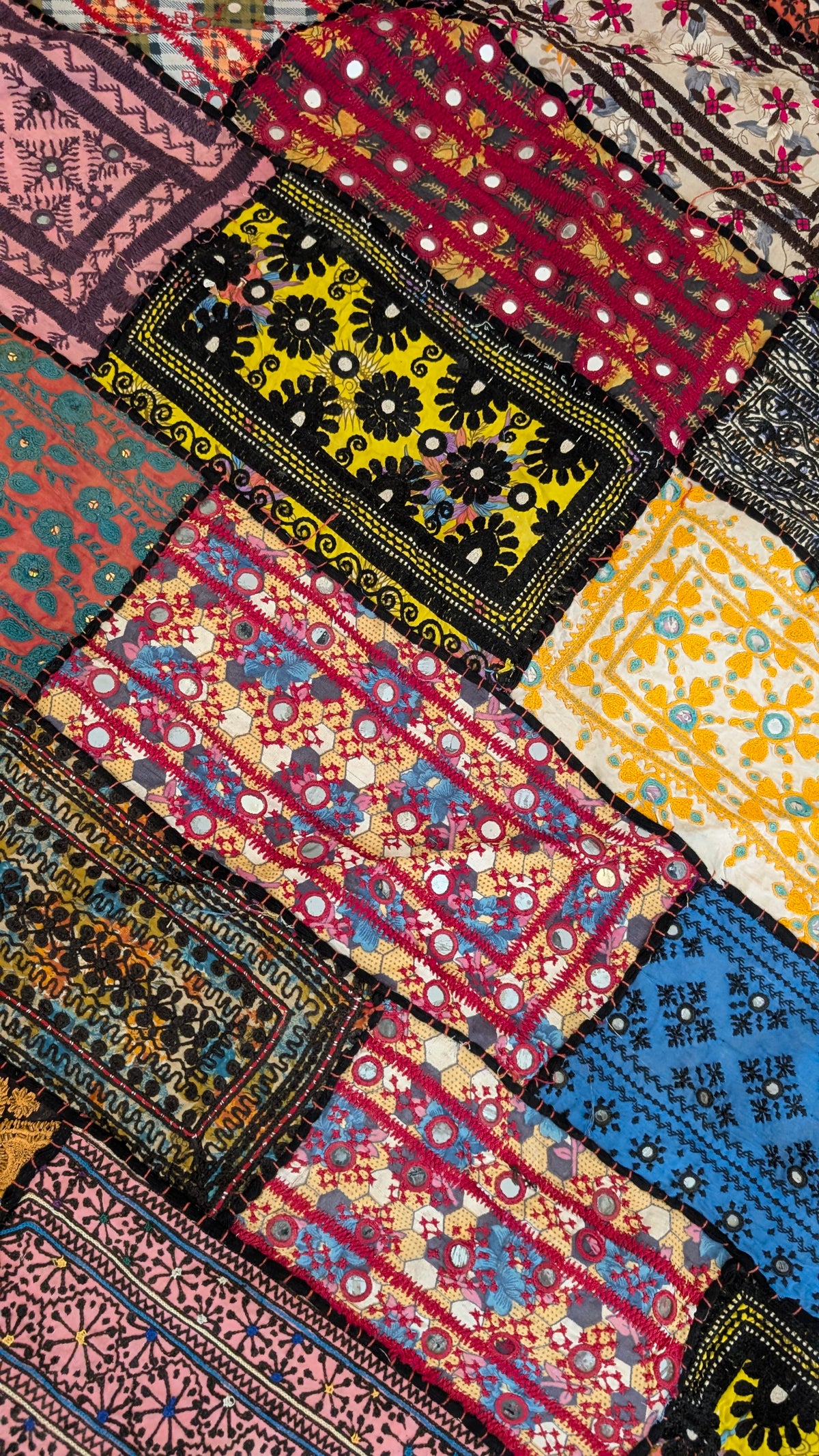 Handcrafted Sindhi Patchwork Tapestry & Area Rug | 80" x 100" Bohemian Decor