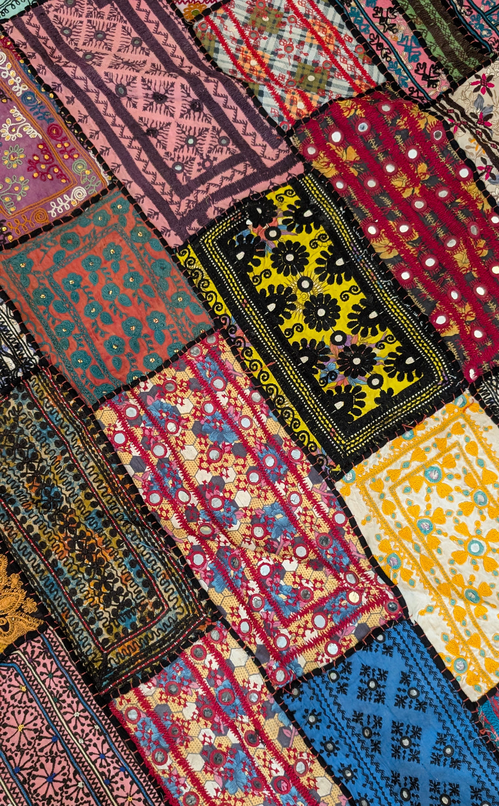 Handcrafted Sindhi Patchwork Tapestry & Area Rug | 80" x 100" Bohemian Decor