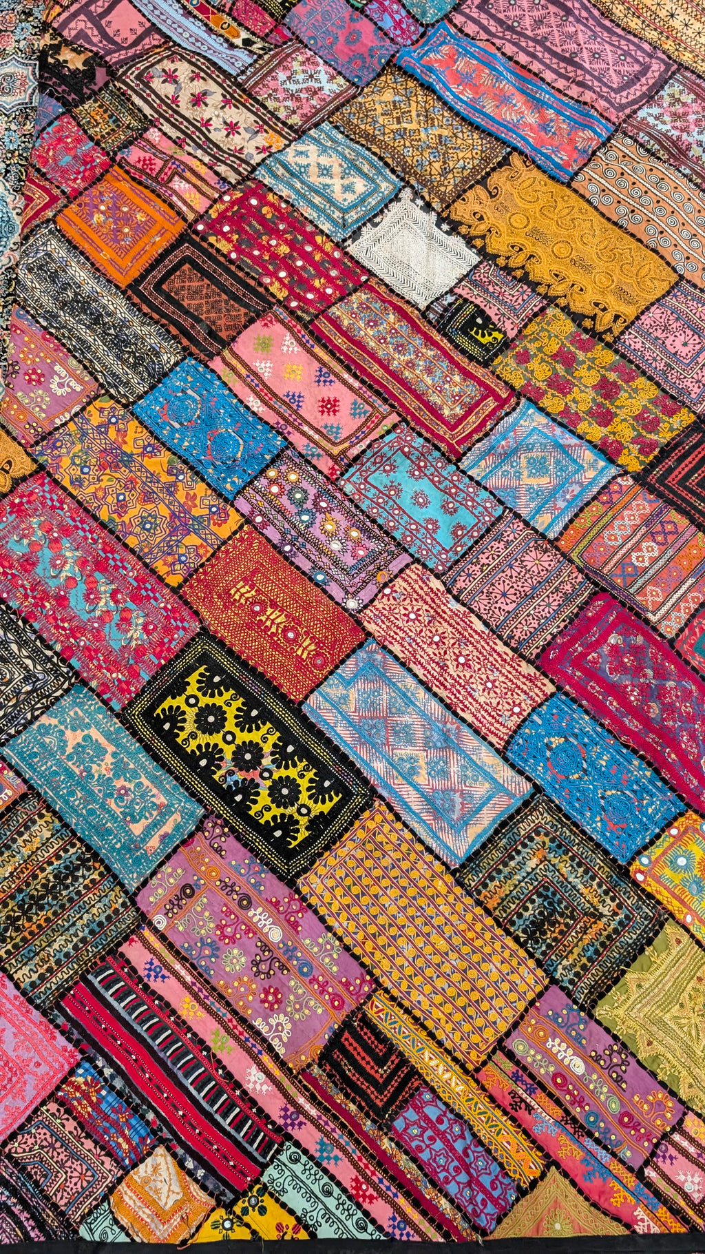Handcrafted Sindhi Patchwork Tapestry & Area Rug | 80" x 100" Bohemian Decor