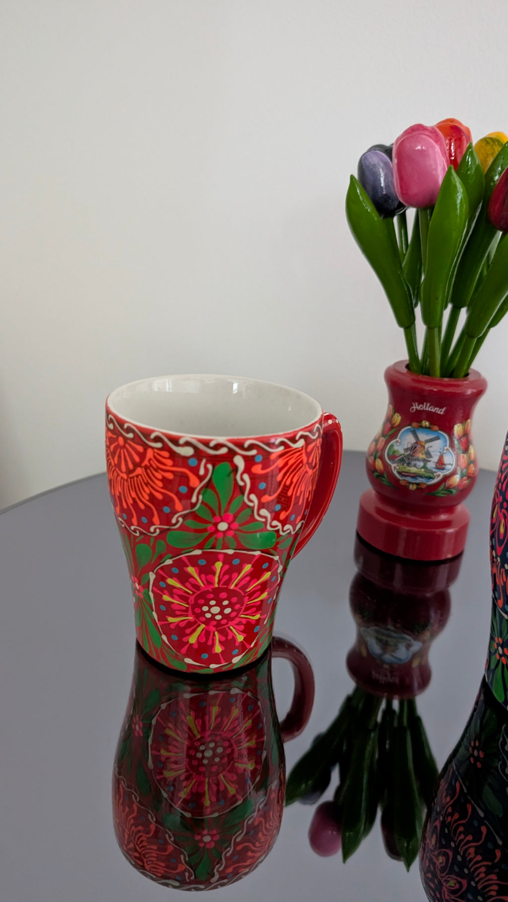 Hand-Painted Sindhi Ceramic Coffee & Tea Mug | Vibrant Floral Bohemian Drinkware (set of 2)