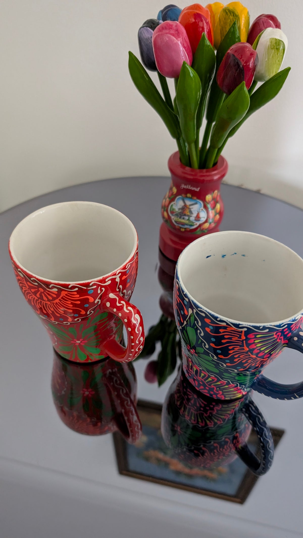 Hand-Painted Sindhi Ceramic Coffee & Tea Mug | Vibrant Floral Bohemian Drinkware (set of 2)