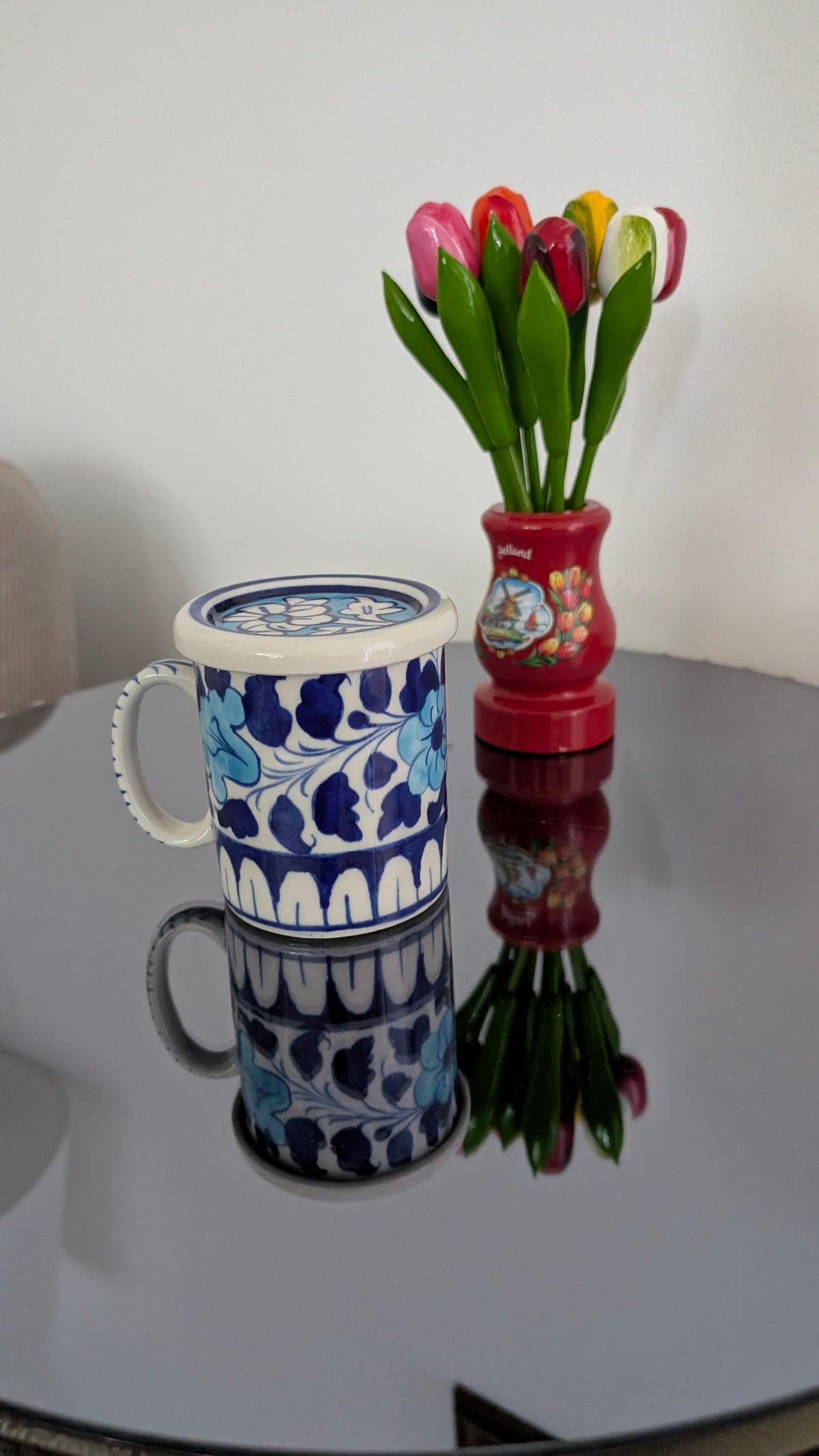 Handcrafted Multani Ceramic Mug with Lid | 4" Traditional Coffee & Tea Cup