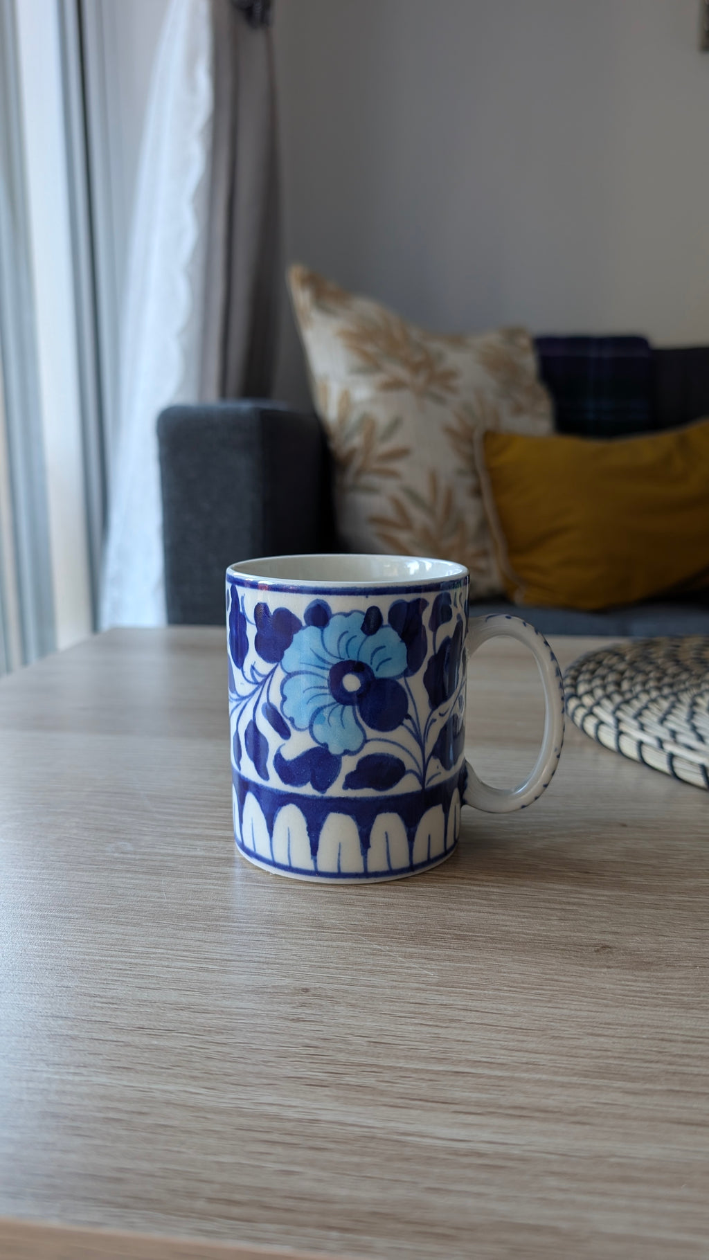 Handcrafted Multani Ceramic Mug with Lid | 4" Traditional Coffee & Tea Cup