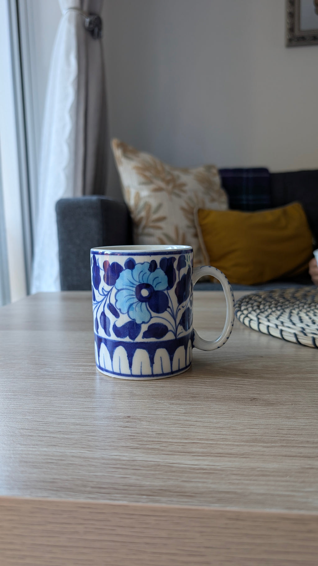 Handcrafted Multani Ceramic Mug with Lid | 4" Traditional Coffee & Tea Cup