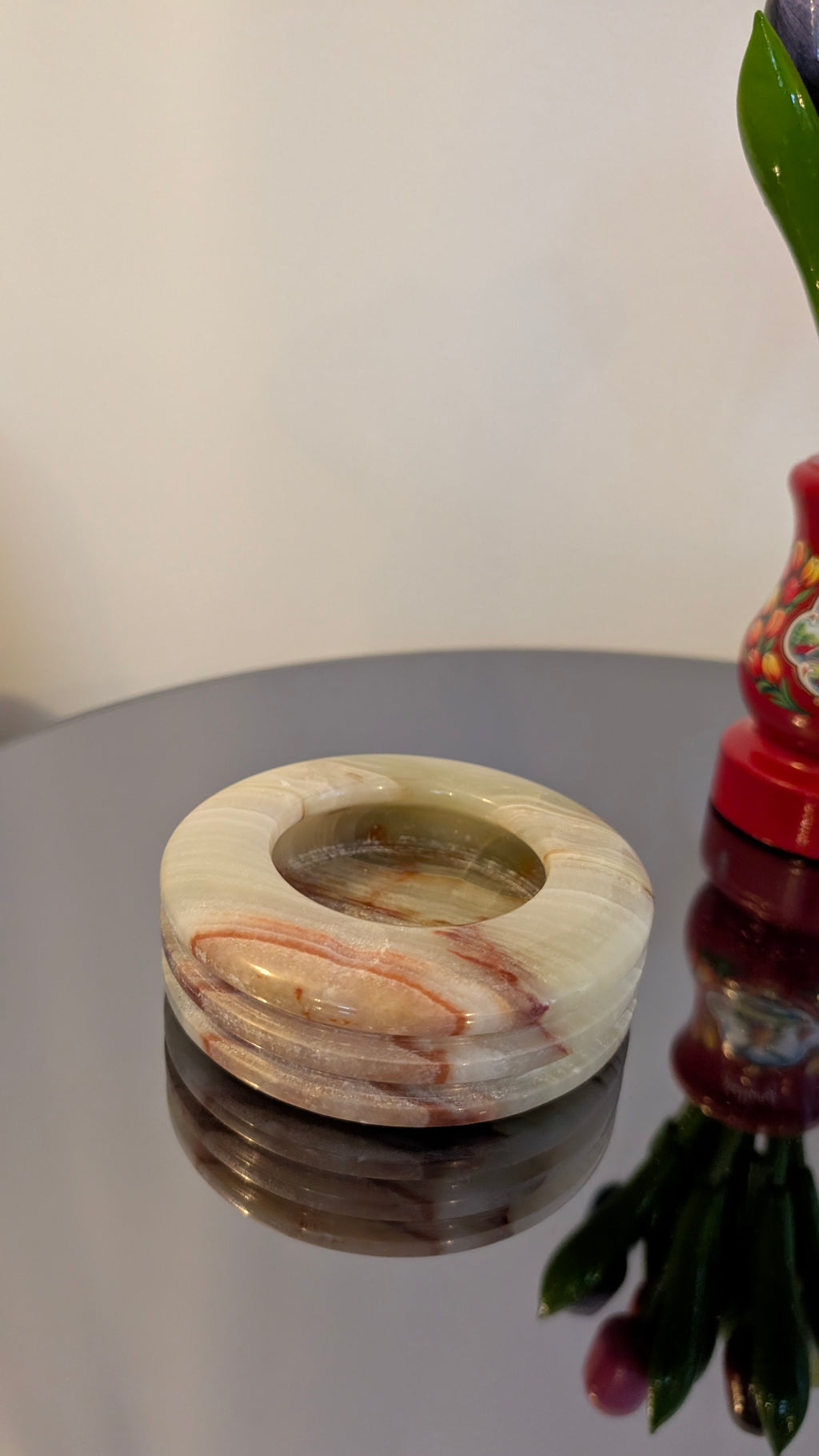 Handcrafted Onyx Stone Ashtray & Catchall Dish | 5" Natural Mineral Decor