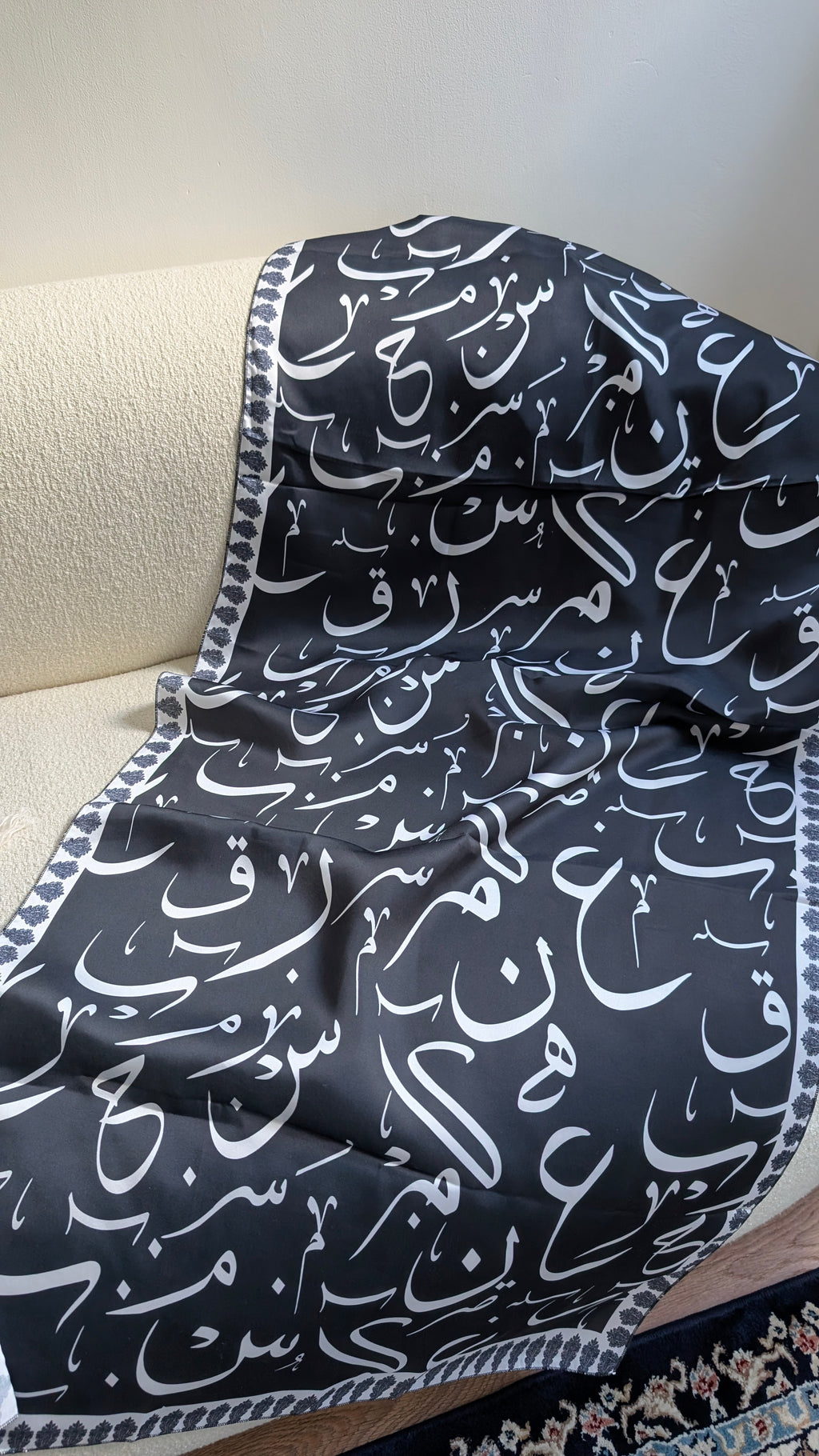 The Calligrapher's Stole – Shot Silk Traditional Screen-Printed Scarf (24" x 72")