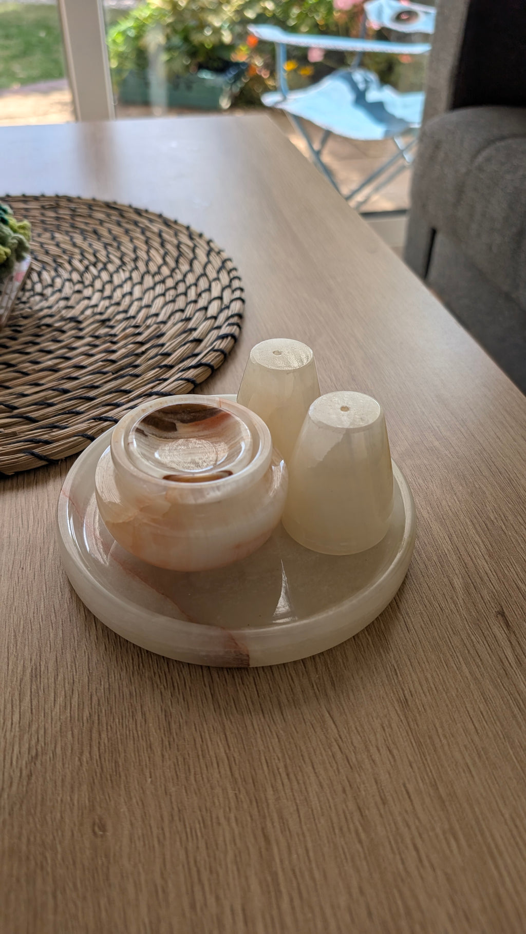 Handcrafted Natural Onyx Salt & Pepper Shaker Set