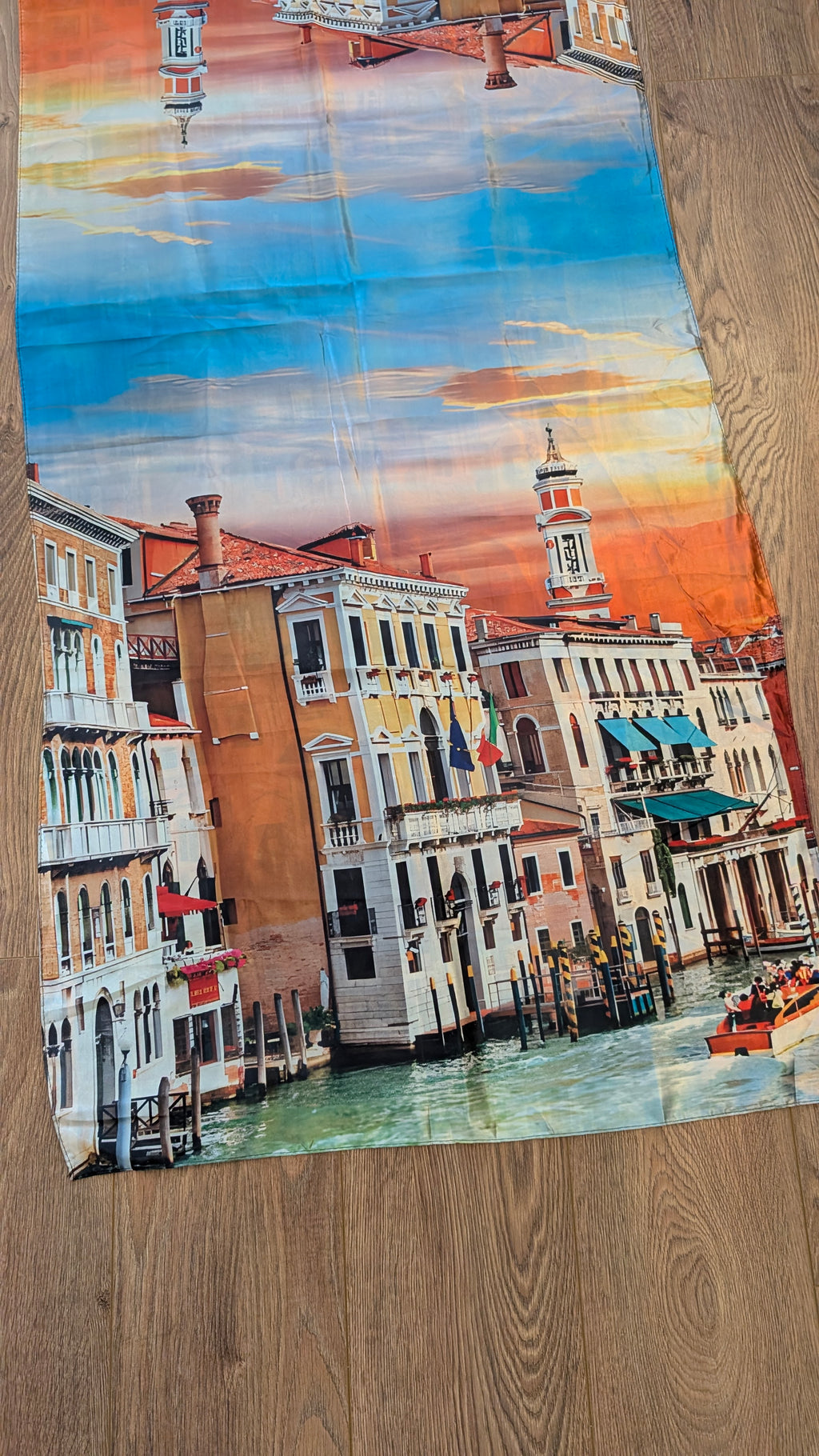 The Grand Canal Wearable Art Silk-Feel Scarf / Statement Wrap