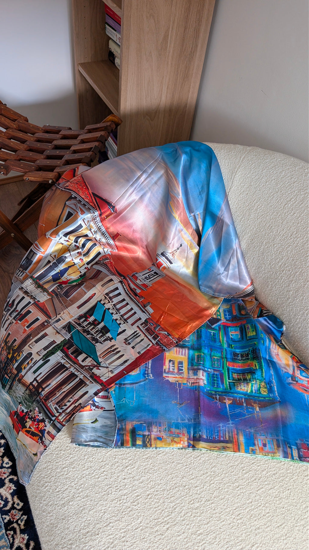 The Grand Canal Wearable Art Silk-Feel Scarf / Statement Wrap