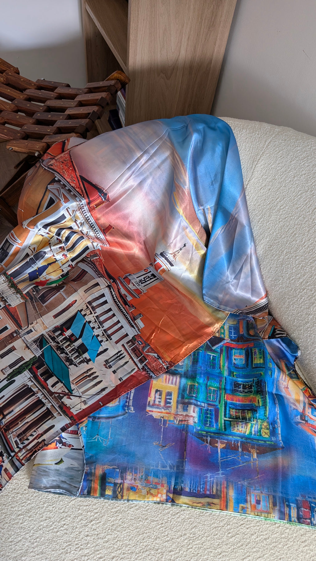 The Grand Canal Wearable Art Silk-Feel Scarf / Statement Wrap
