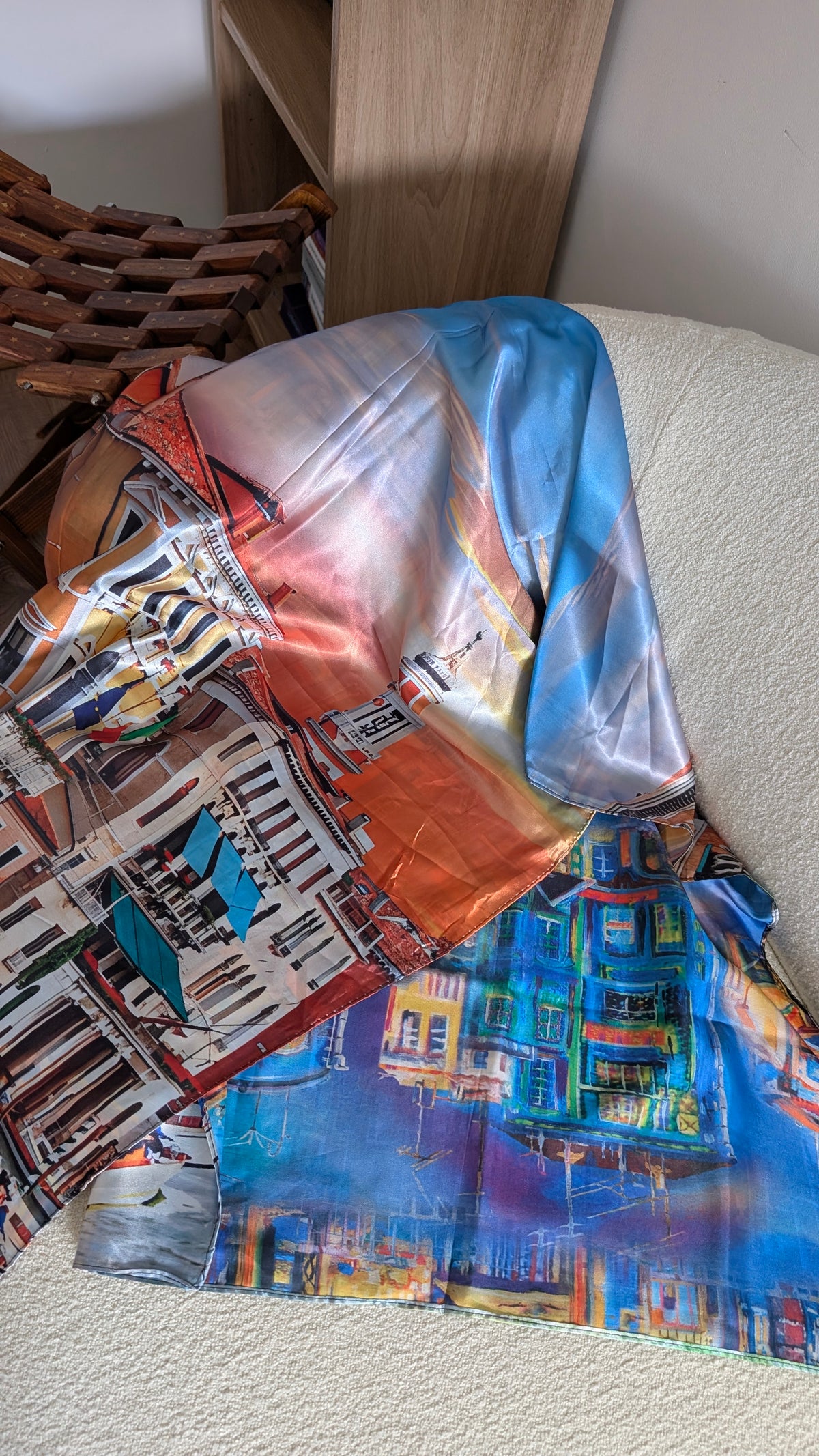 The Grand Canal Wearable Art Silk-Feel Scarf / Statement Wrap