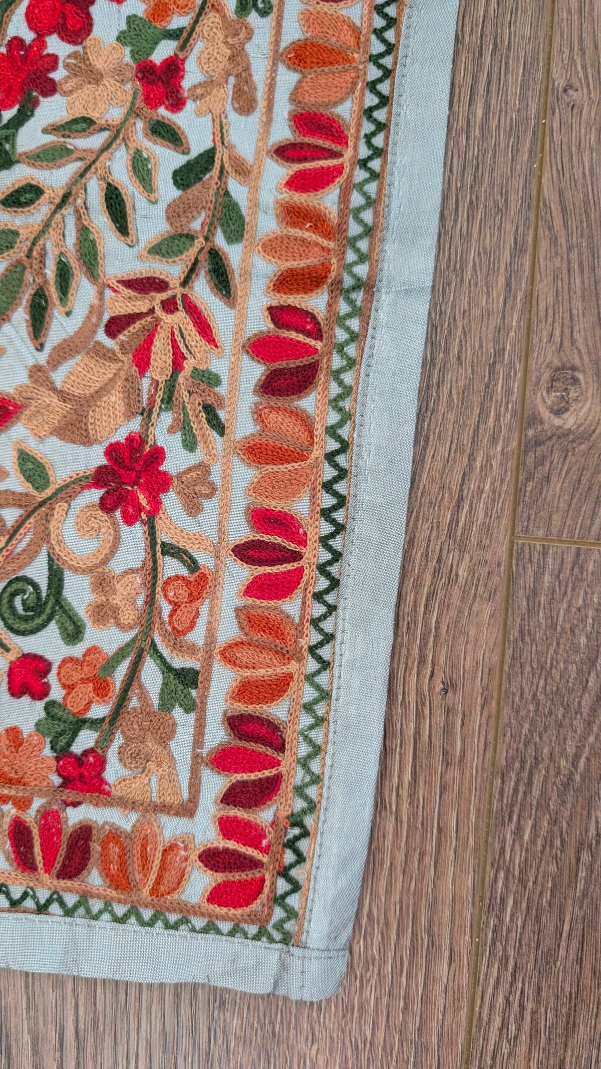 Traditional Artisan Embroidered Dining Table Set (1 Runner, 6 Placemats)
