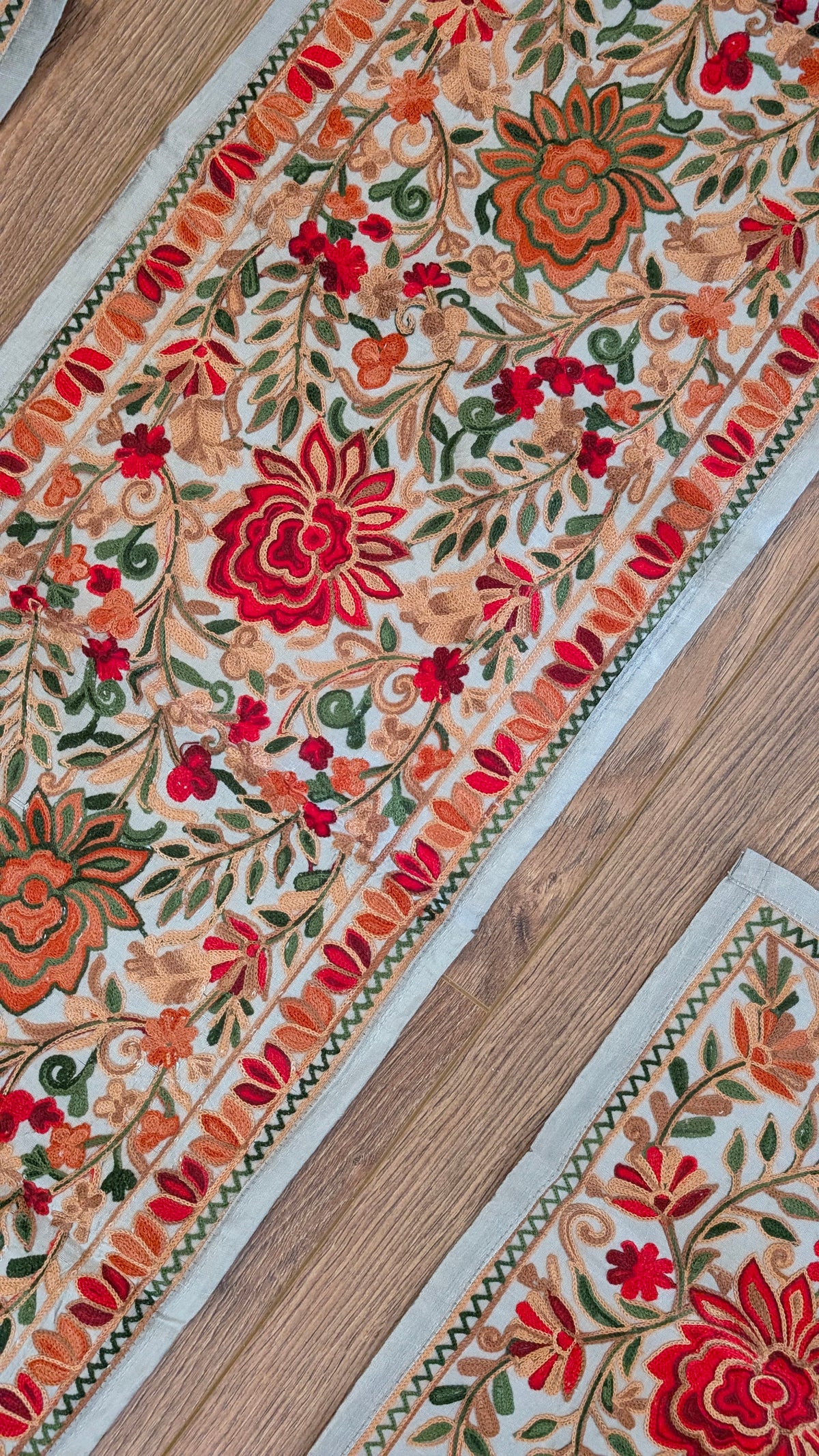 Traditional Artisan Embroidered Dining Table Set (1 Runner, 6 Placemats)