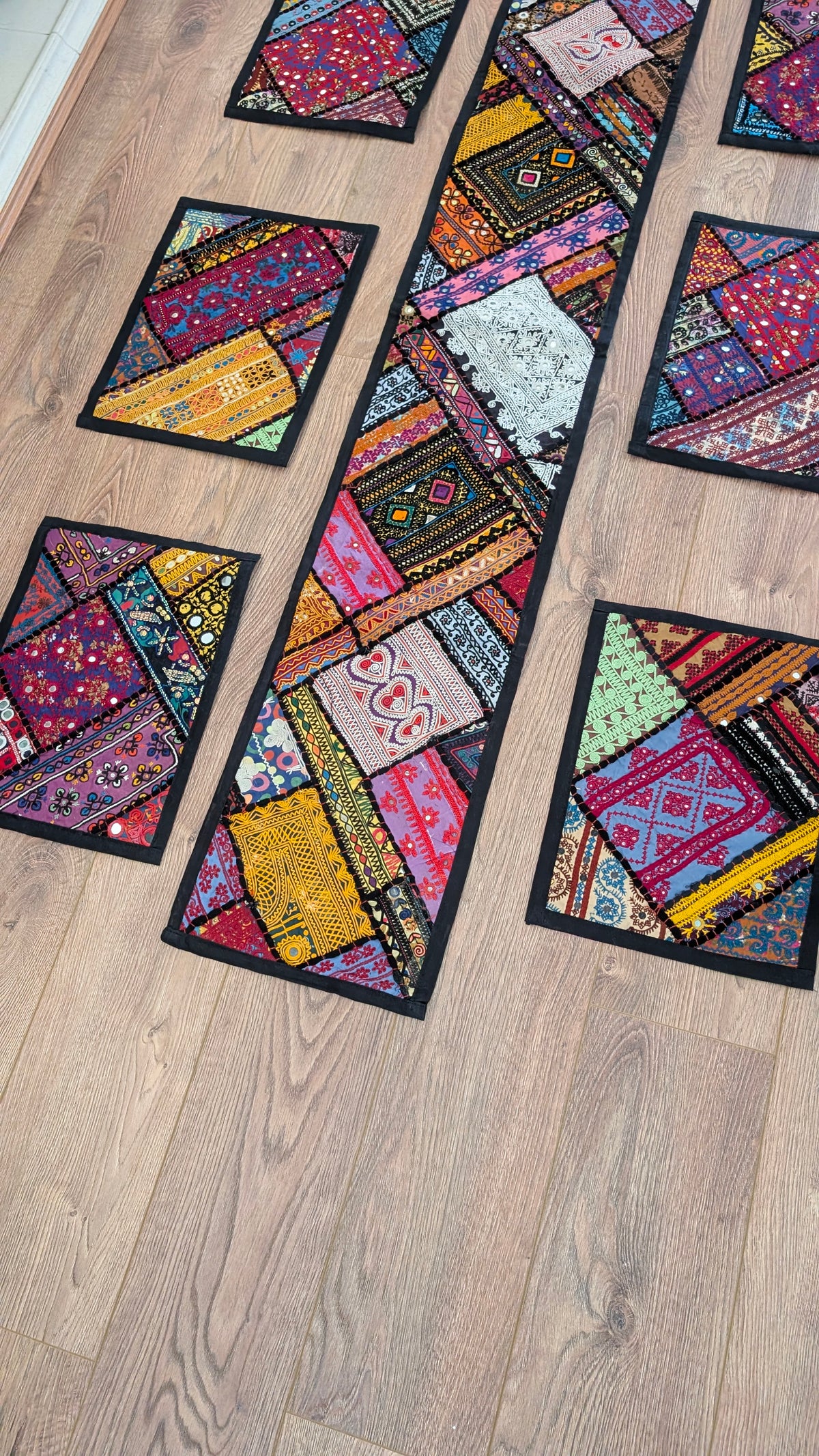 Traditional Handmade Vibrant Patchwork Dining Table Set (7-Piece)