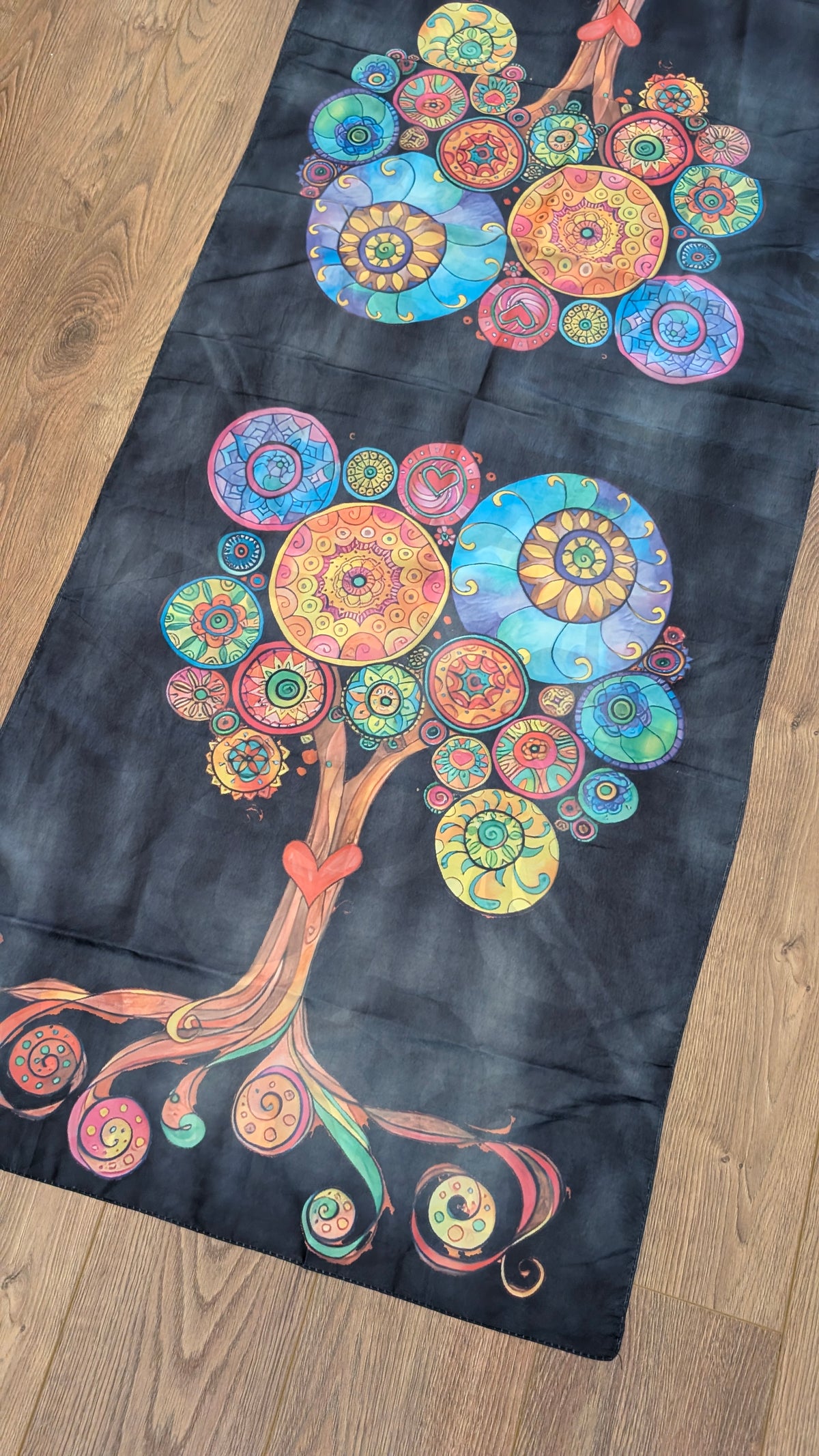 Tree of Life Reversible Art Scarf | Traditional Screen-Printed | 55" x 120" Statement Piece
