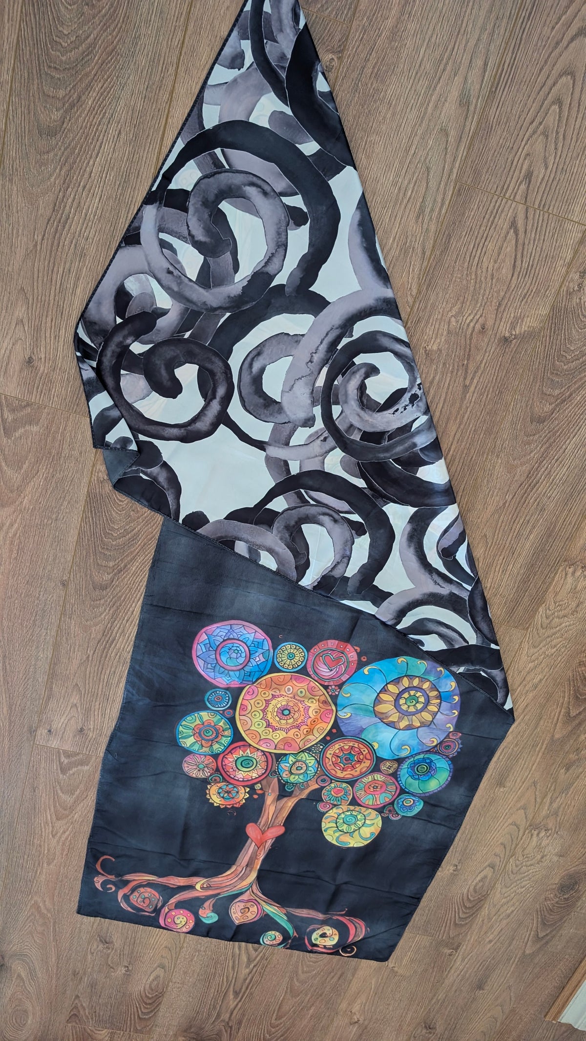 Tree of Life Reversible Art Scarf | Traditional Screen-Printed | 55" x 120" Statement Piece