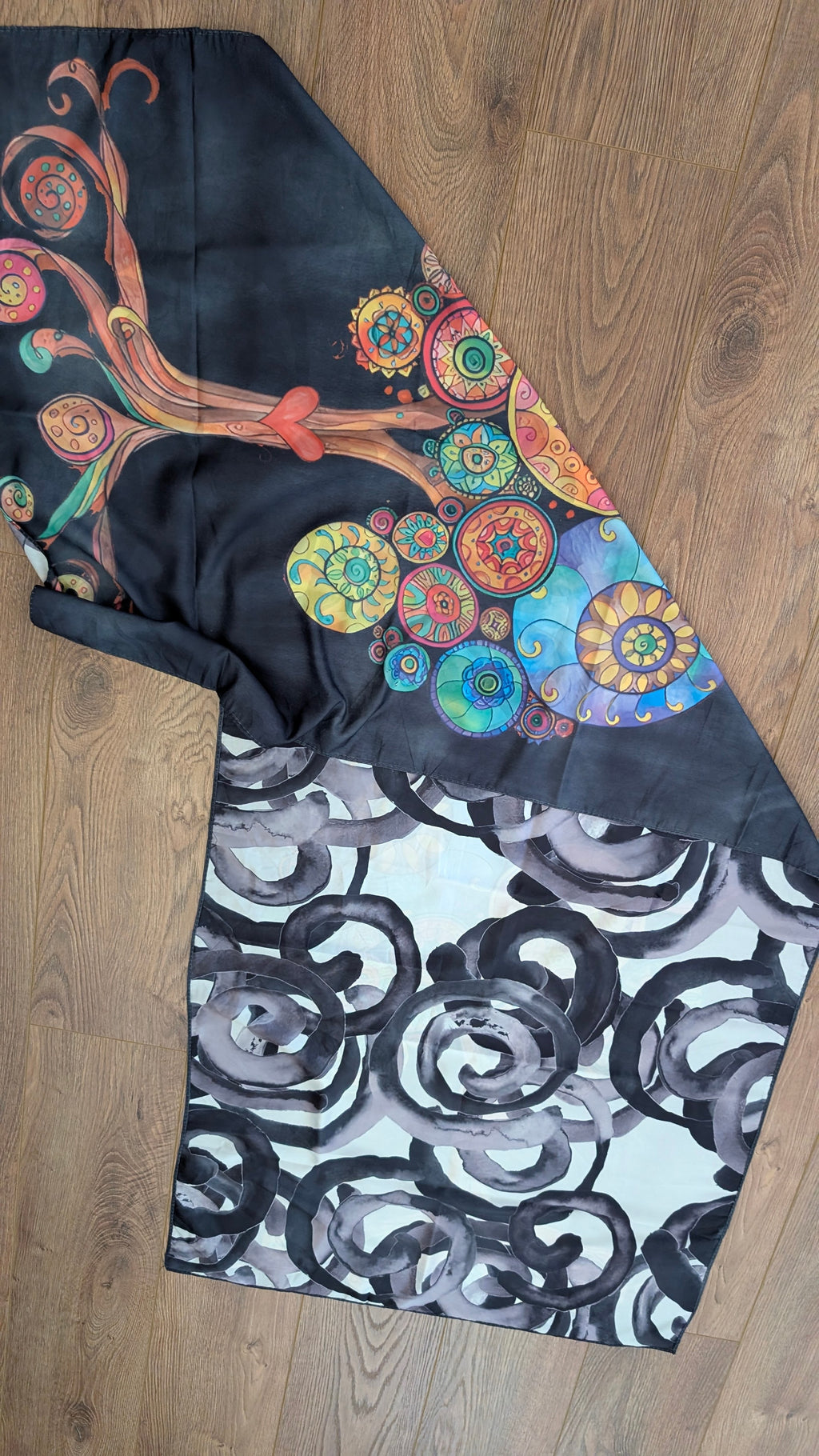 Tree of Life Reversible Art Scarf | Traditional Screen-Printed | 55" x 120" Statement Piece