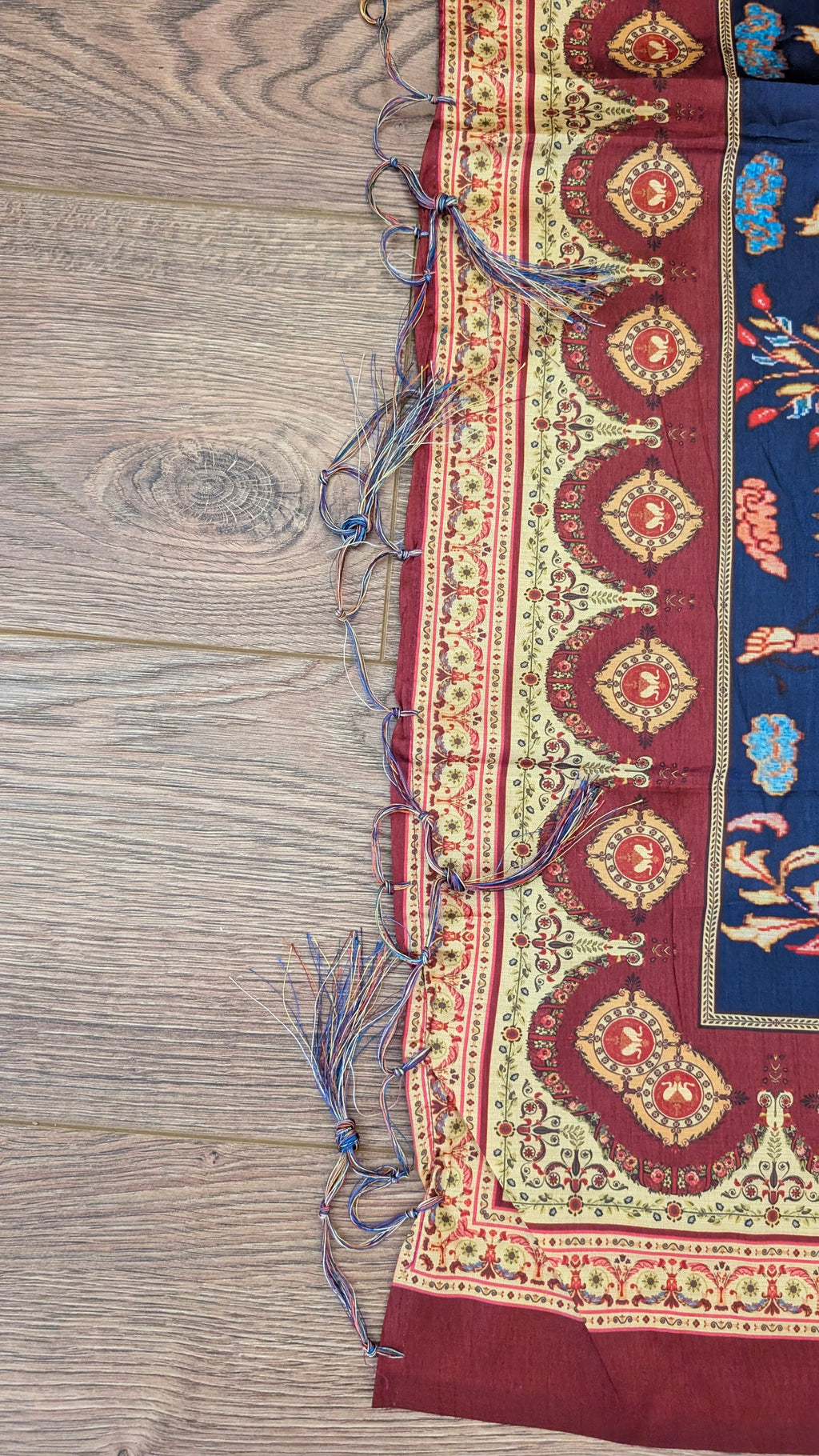 Luxury Persian Miniature Art Shot Silk Scarf | Traditional Screen-Printed Stole (90" x 170")