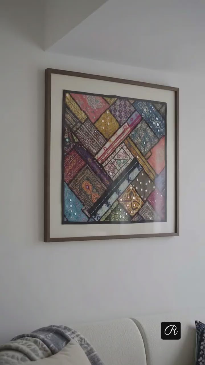 Handmade Sindhi Patchwork Decor | Traditional Multi-Color Work Tapestry 35" x 22"