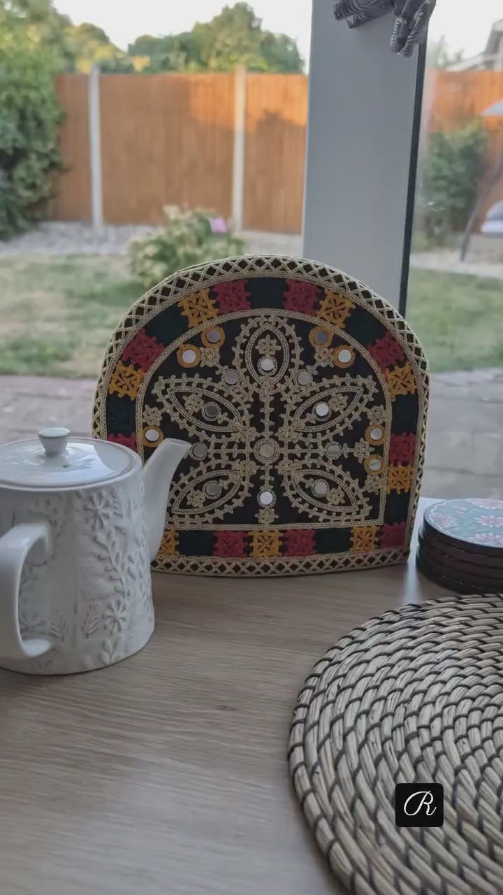 Handmade Sindhi Embroidered Tea Cosy | Traditional Teapot Cover (M)