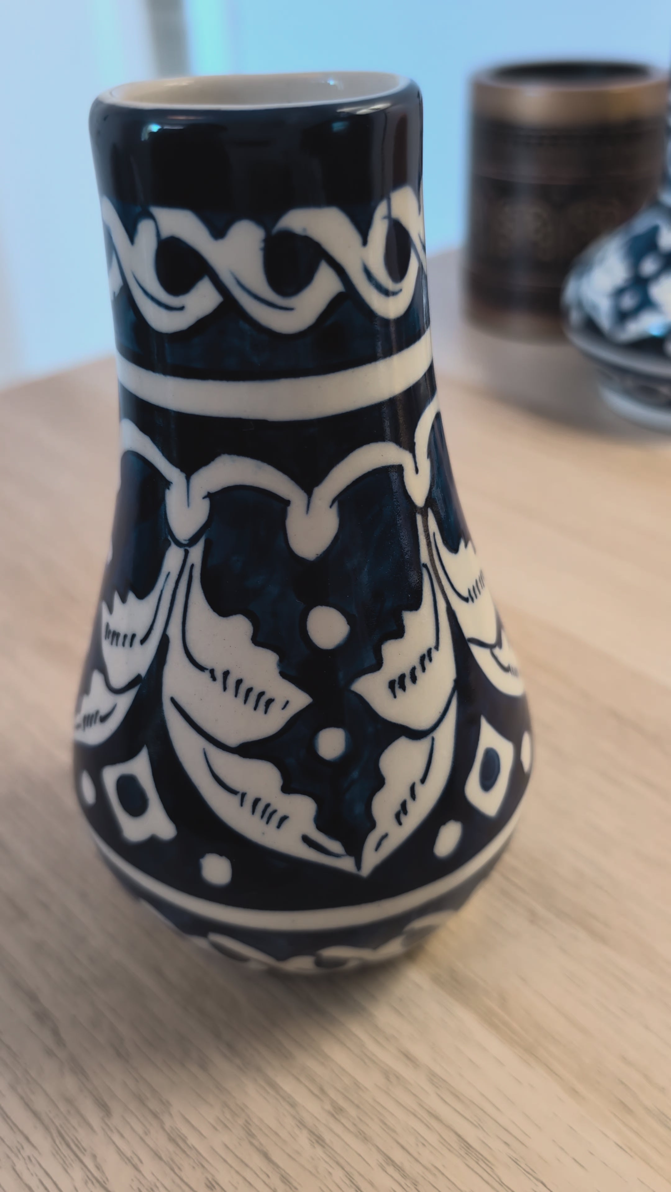 Handcrafted Multani Blue Pottery Ceramic Bud Vase (Approx. 4 Inches)