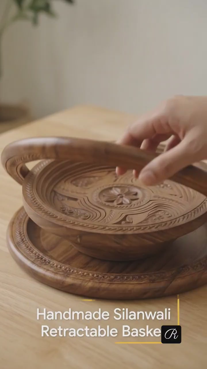 Handcrafted Wooden Collapsible Fruit Basket & Trivet