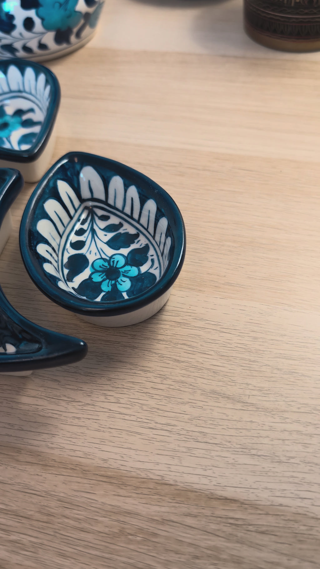 Handcrafted Multani Blue Pottery 3-Piece Serving & Snack Bowl Set
