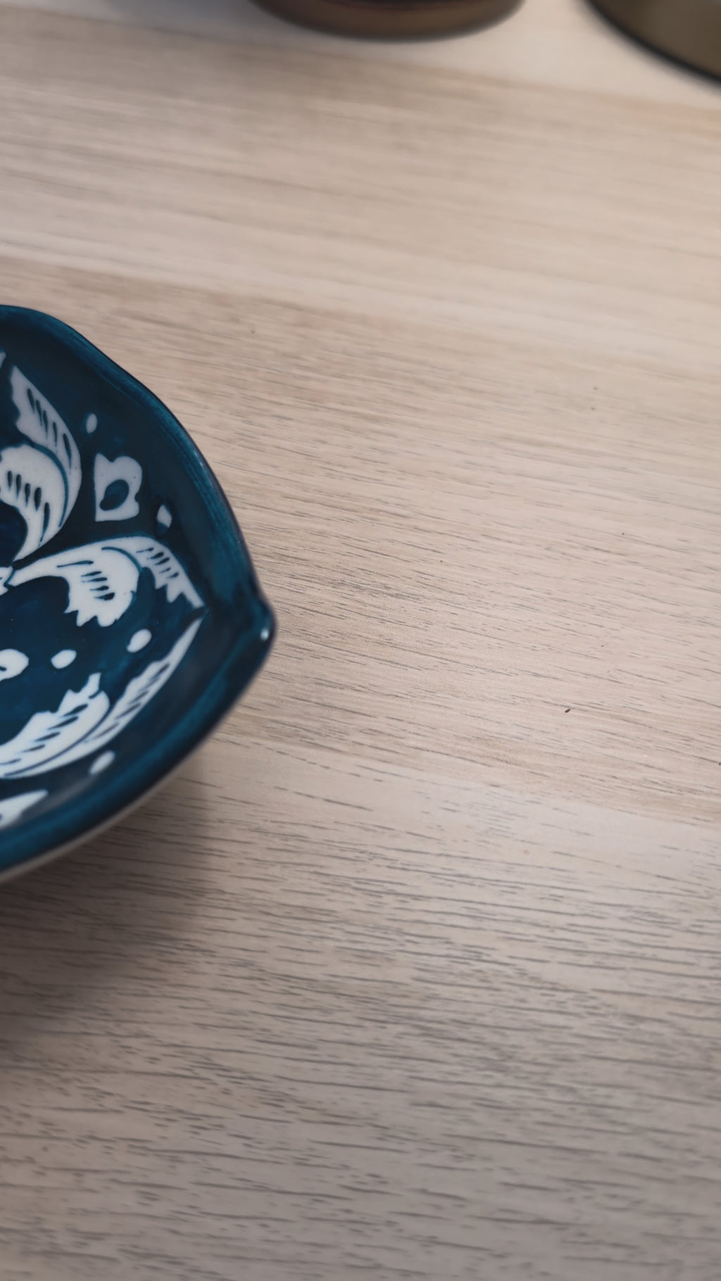 Handcrafted Multani Blue Pottery Ceramic Leaf Dish / Trinket Tray
