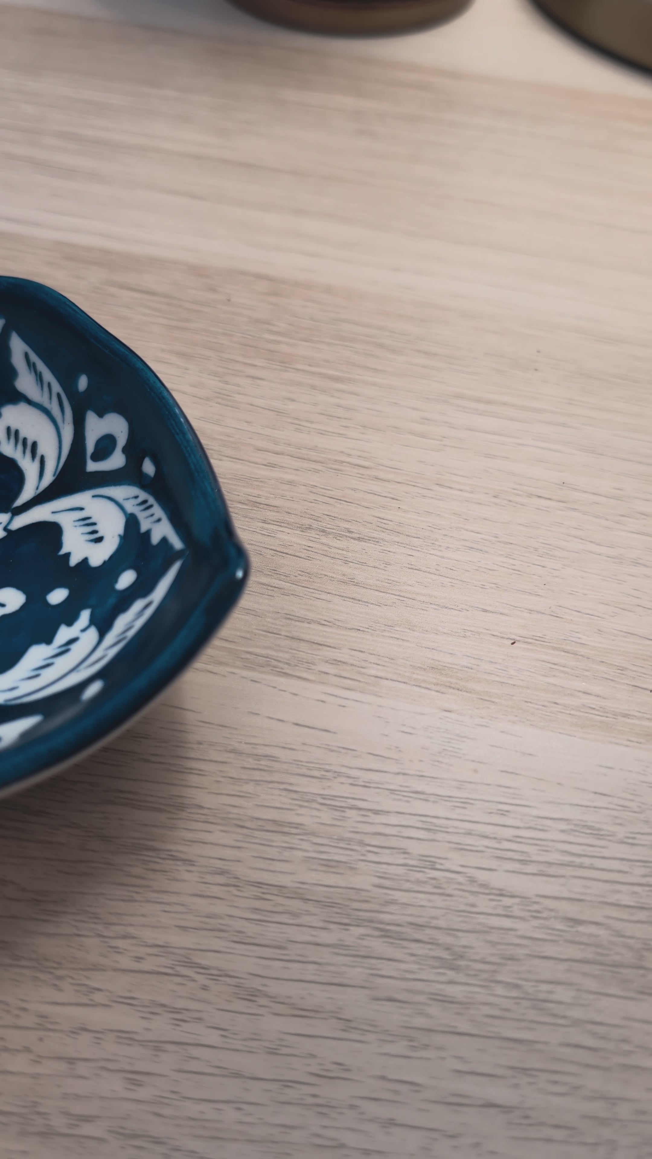 Handcrafted Multani Blue Pottery Ceramic Leaf Dish / Trinket Tray