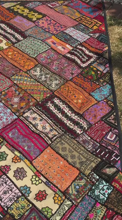 Handmade Sindhi Artisan Patchwork Tapestry/Wall Hanging / Rug / Throw (98" x 78")