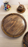 Handcrafted Sheesham Wood Tray Set with Brass Star Inlay