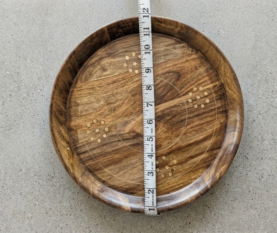 Handcrafted Sheesham Wood Tray Set with Brass Star Inlay