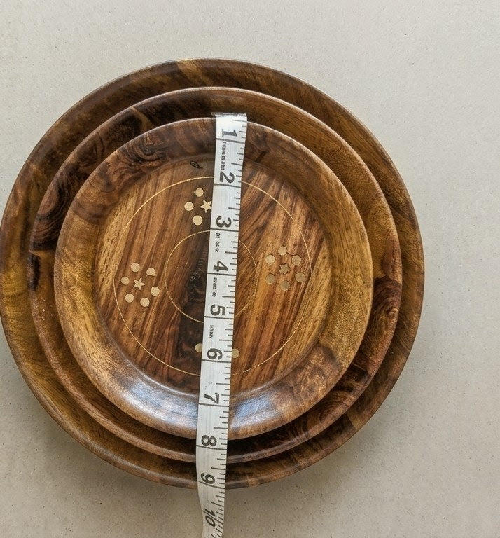 Handcrafted Sheesham Wood Tray Set with Brass Star Inlay